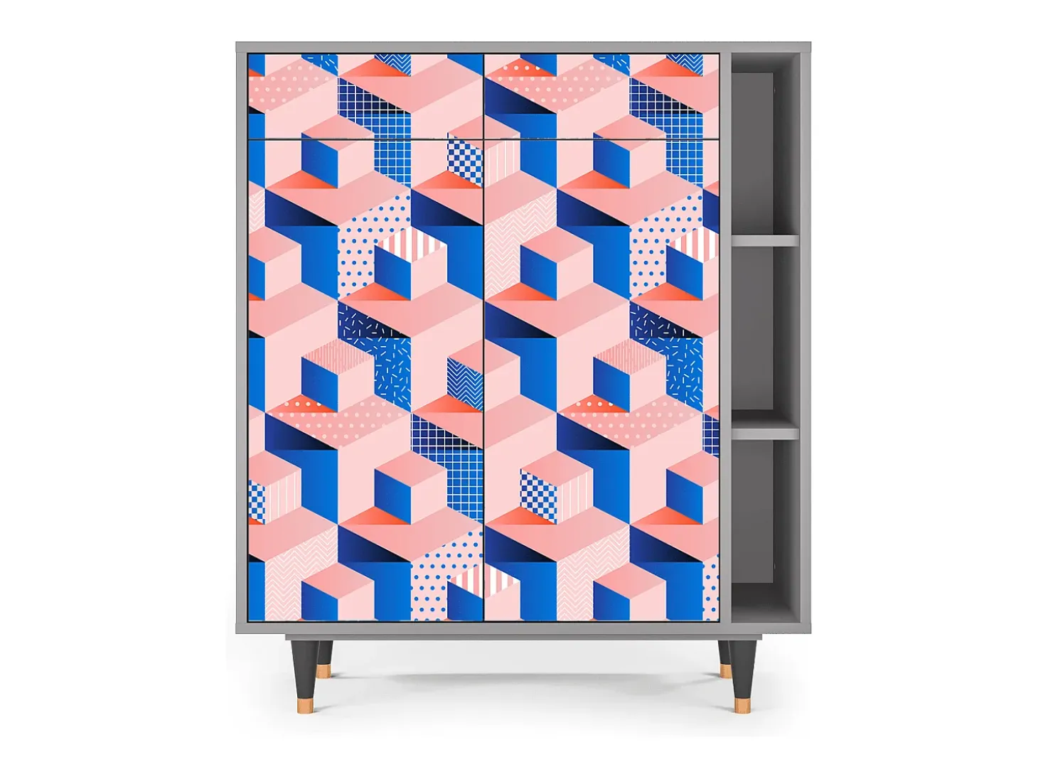 Aparador - 96х110х41 cm - BS6 - Pinky Squares, Gris