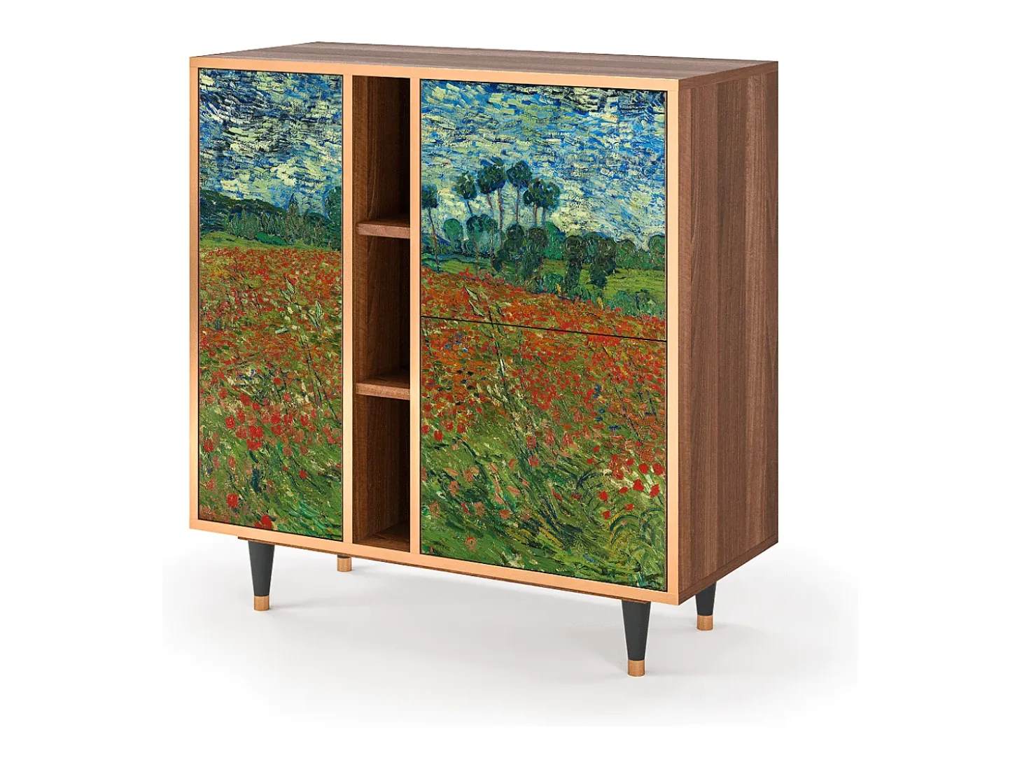 Aparador - 94х96х41 cm - BS5 - Poppy field by van Gogh, Nogal