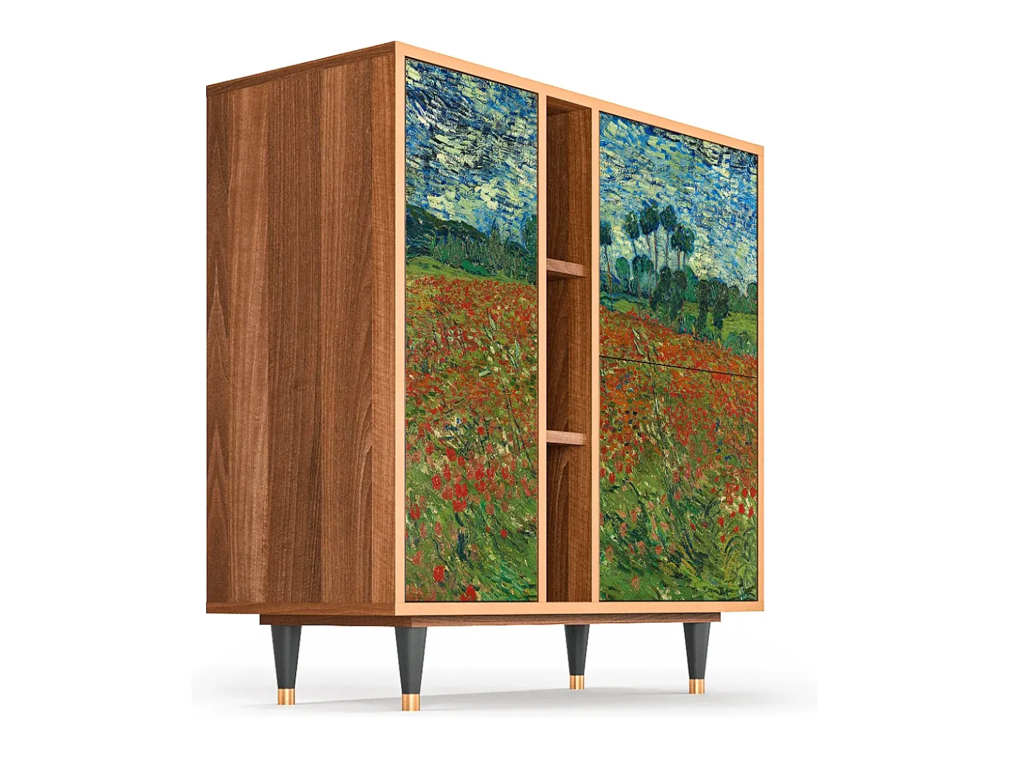 Aparador - 94х96х41 cm - BS5 - Poppy field by van Gogh, Nogal