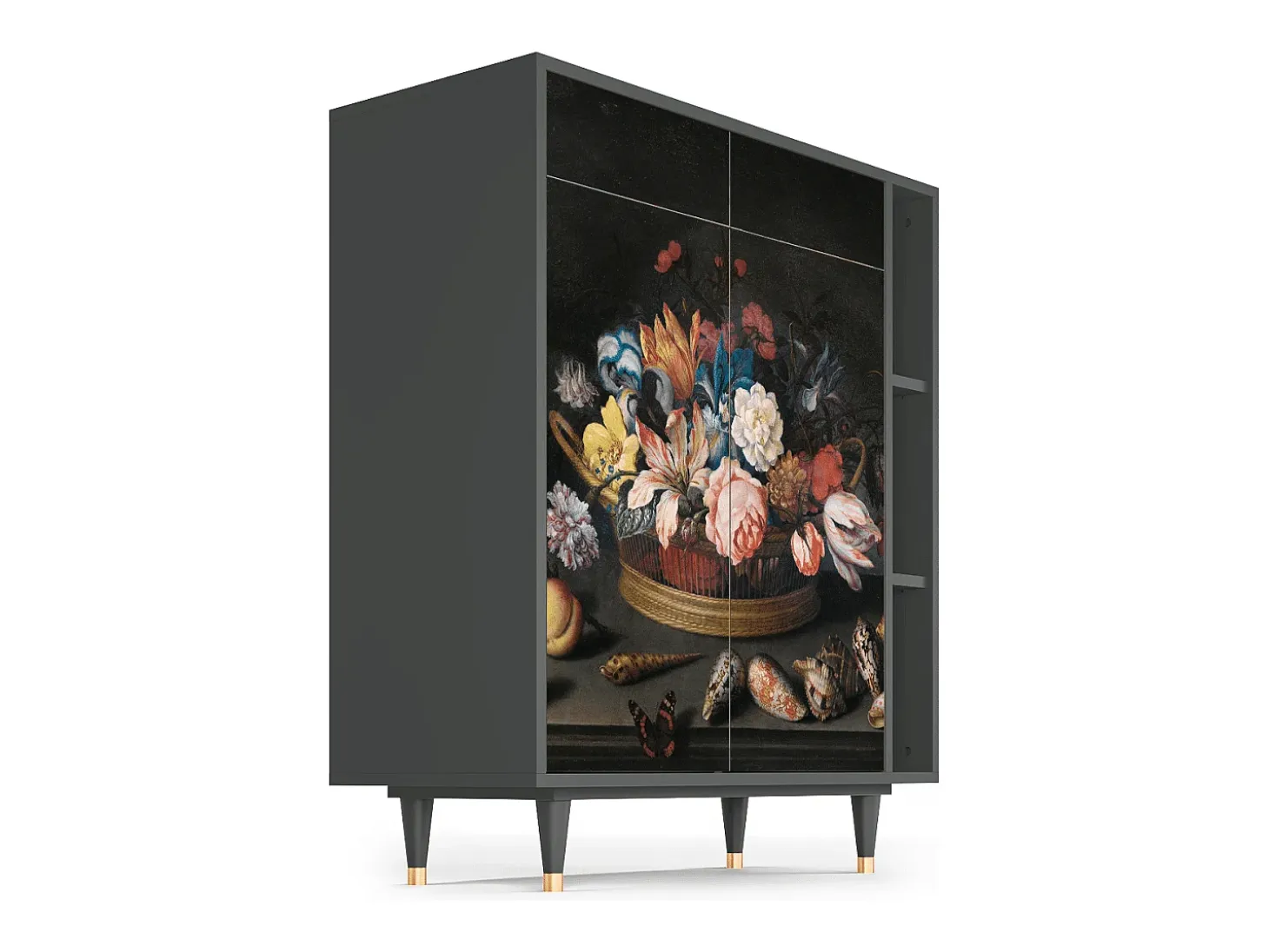 Aparador - 96х110х41 cm - BS6 - Still Life with Flowers, Antracita