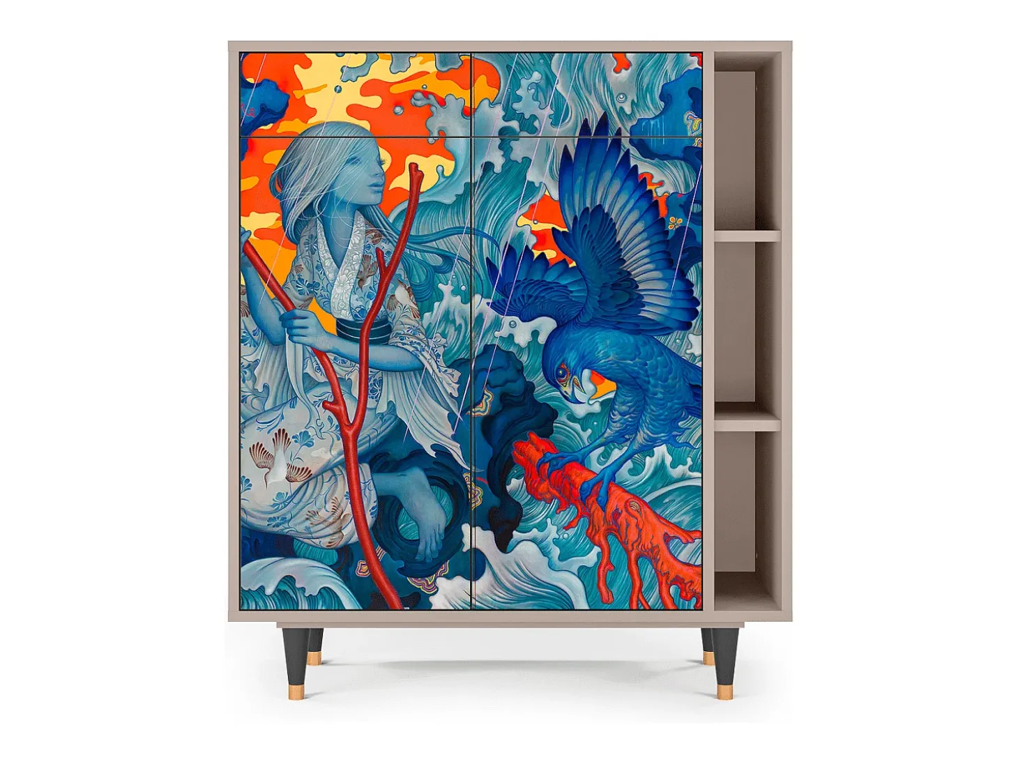 Aparador - 96х110х41 cm - BS6 - The Girl - James Jean, Latte