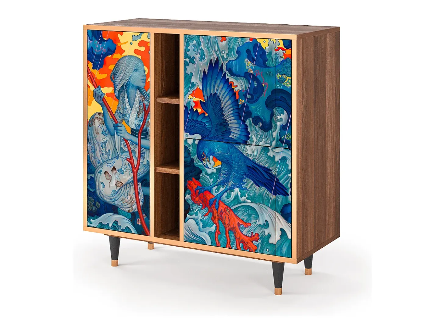 Aparador - 94х96х41 cm - BS5 - The Girl - James Jean, Nogal