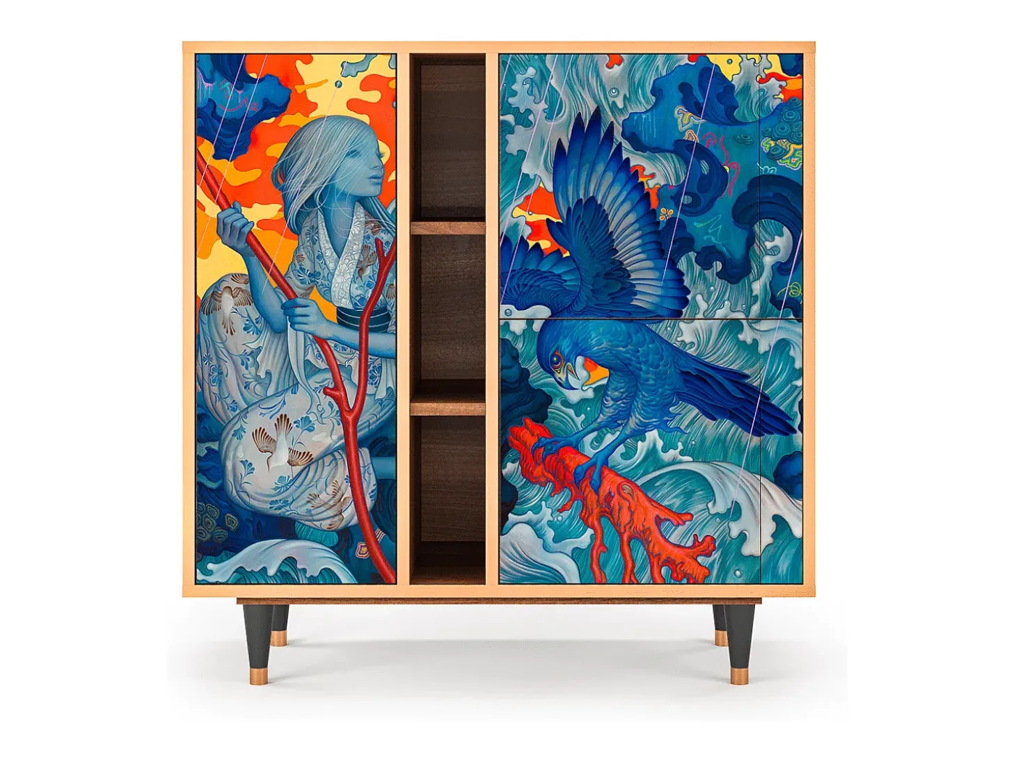 Aparador - 94х96х41 cm - BS5 - The Girl - James Jean, Nogal