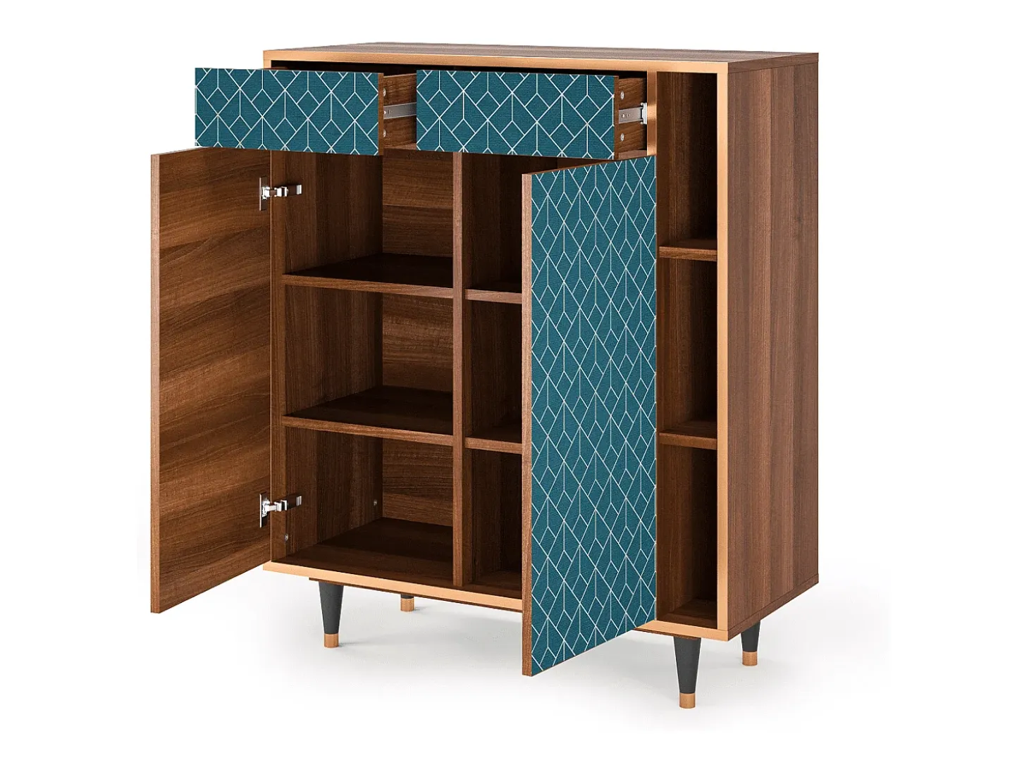 Aparador - 96х110х41 cm - BS6 - Turquoise Geometry, Nogal