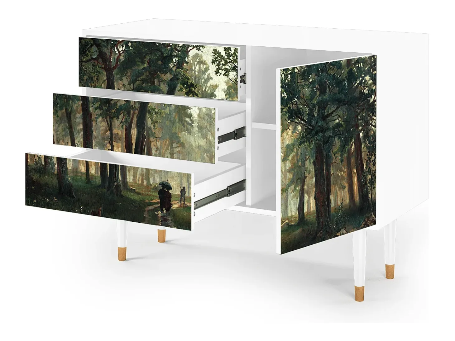 Aparador - 115х84х41 cm - S3 - Rain in the Oak Forest, Blanco