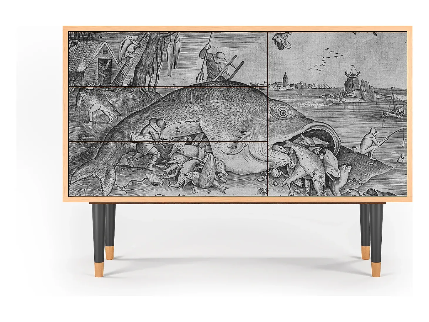 Aparador - 115х84х41 cm - S3 - Big Fish Eat Little, Nogal