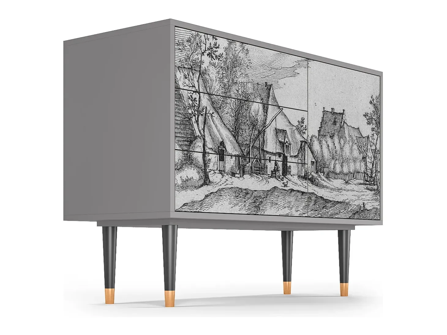 Aparador - 115х84х41 cm - S3 - Farms in a Village, Gris
