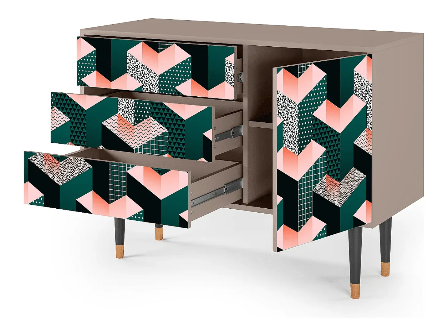 Aparador - 115х84х41 cm - S3 - Geometric Madness, Latte