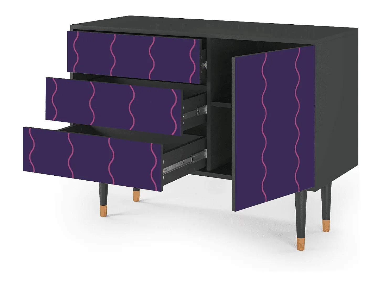 Aparador - 115х84х41 cm - S3 - Grape Maccaroni, Antracita