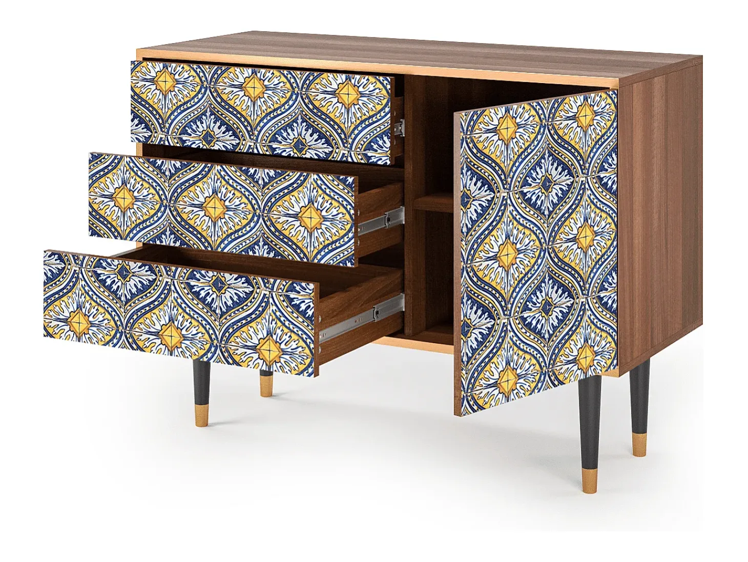 Aparador - 115х84х41 cm - S3 - Illusory Pattern, Nogal