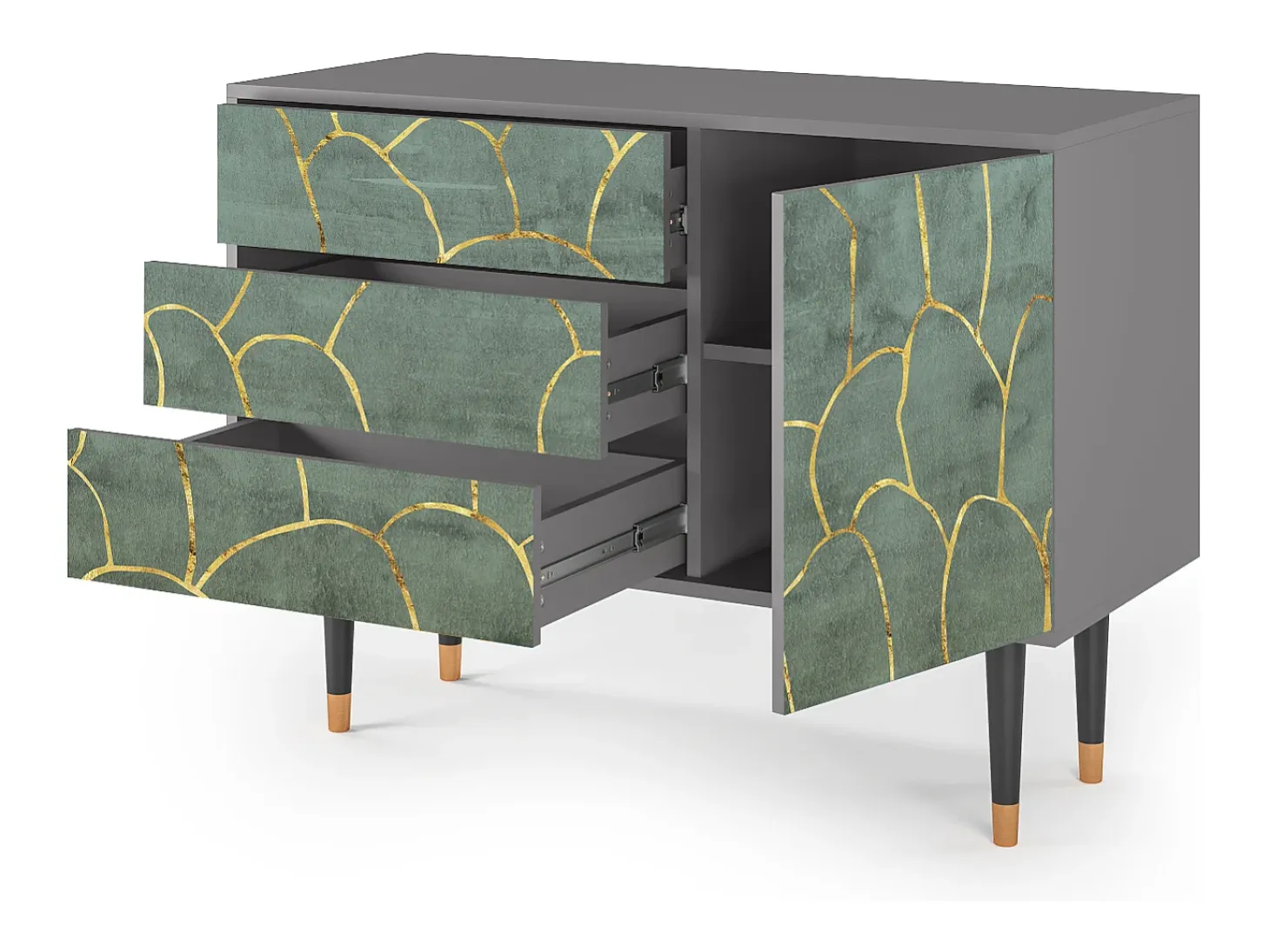 Aparador - 115х84х41 cm - S3 - Magnificent Water Lily, Gris