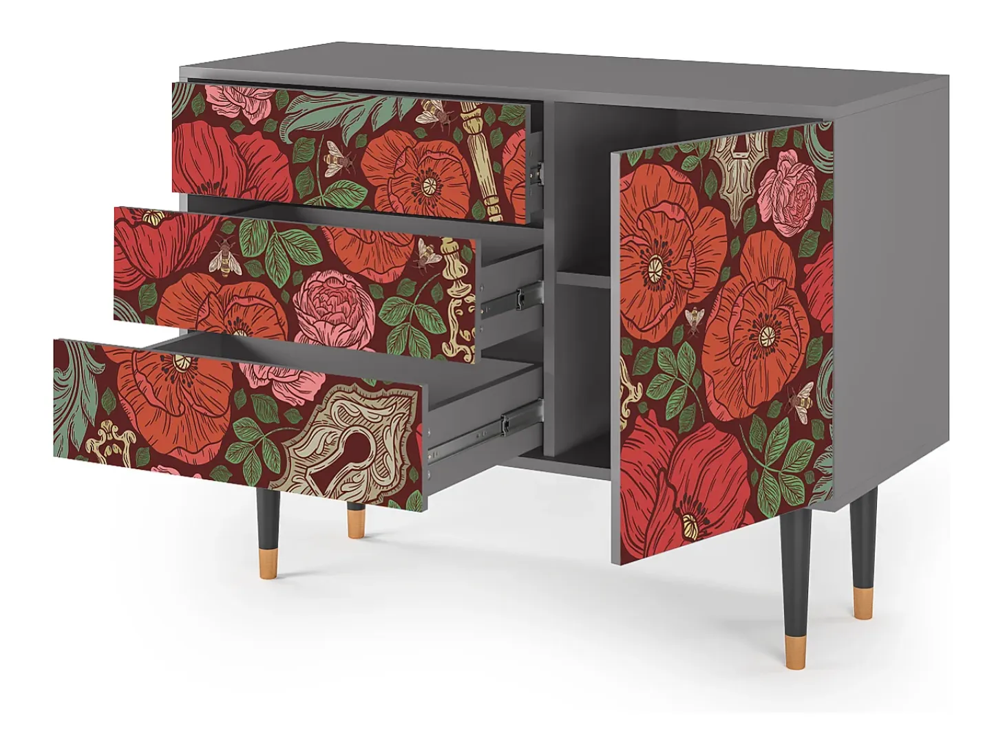 Aparador - 115х84х41 cm - S3 - Poppy Garden, Gris