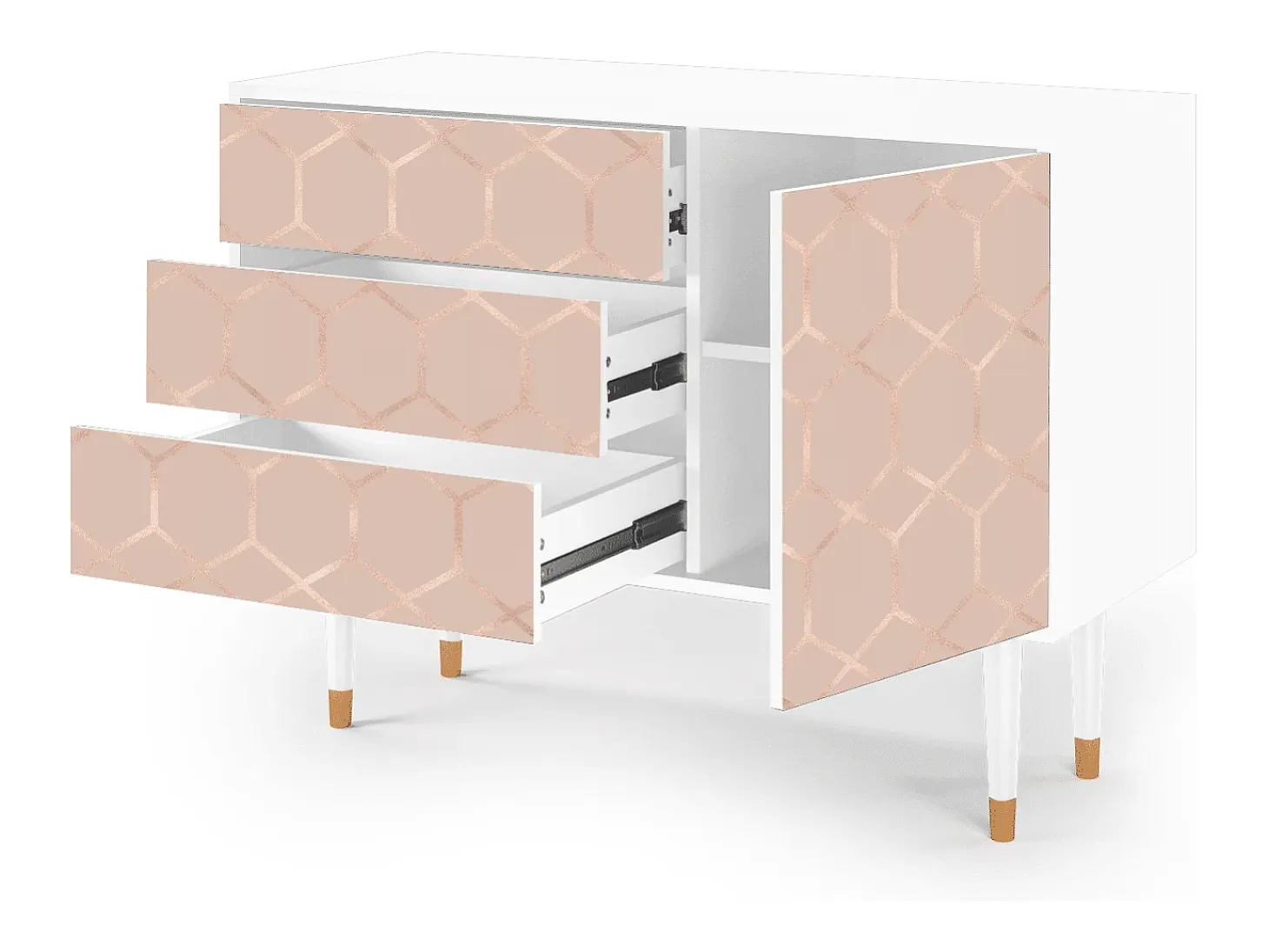 Aparador - 115х84х41 cm - S3 - Rose Honeycomb, Blanco