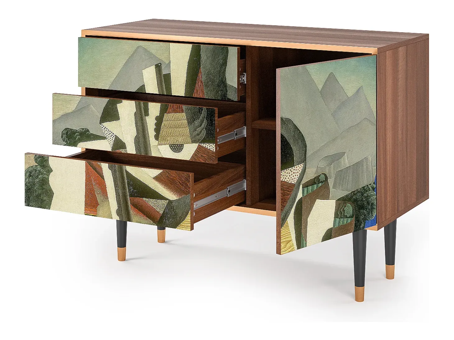 Aparador - 115х84х41 cm - S3 - The Cubist Paintings , Nogal