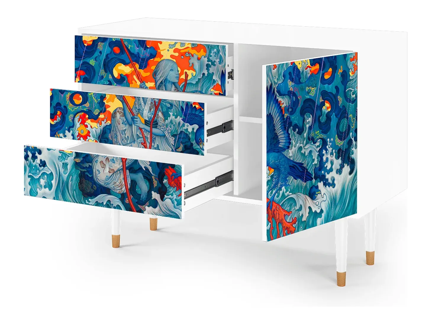 Aparador - 115х84х41 cm - S3 - The Girl - James Jean, Blanco