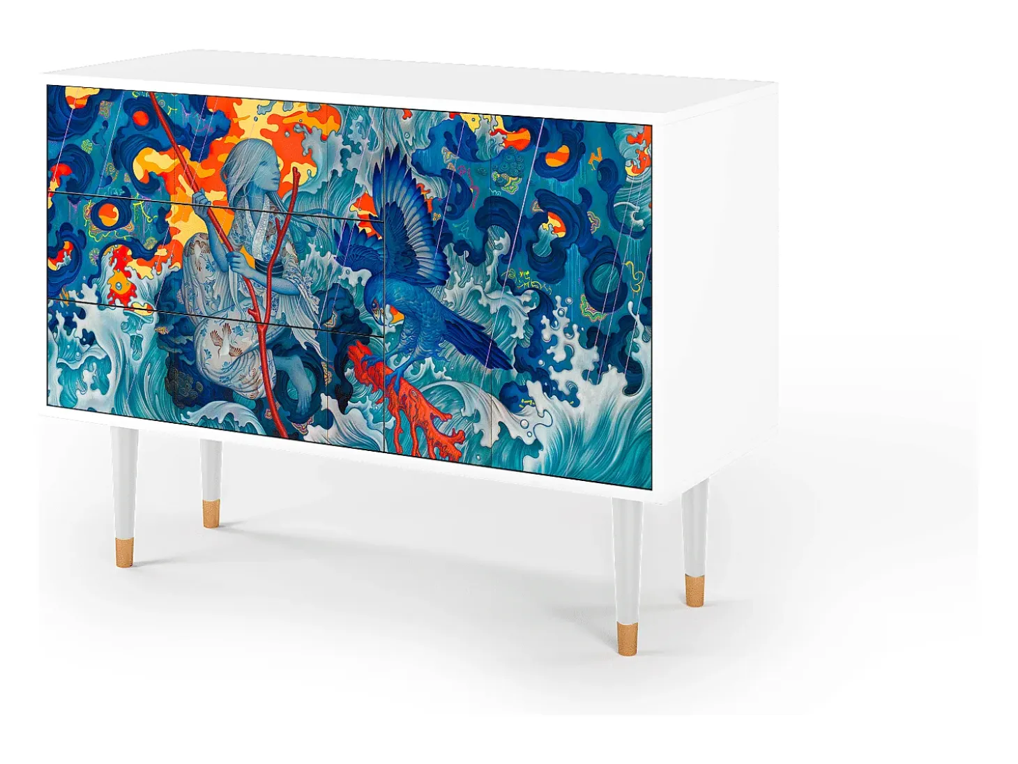 Aparador - 115х84х41 cm - S3 - The Girl - James Jean, Blanco