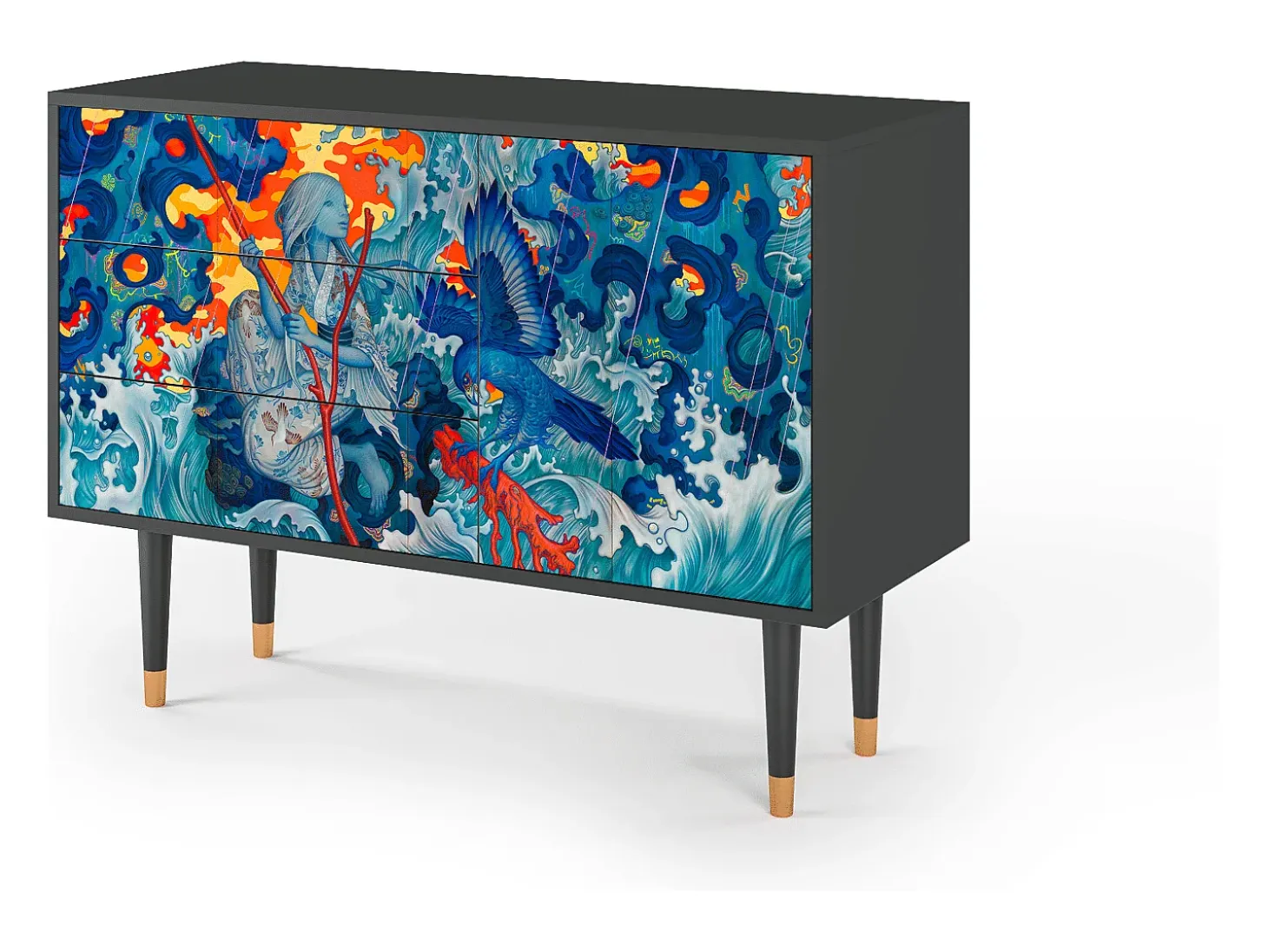Aparador - 115х84х41 cm - S3 - The Girl - James Jean, Antracita