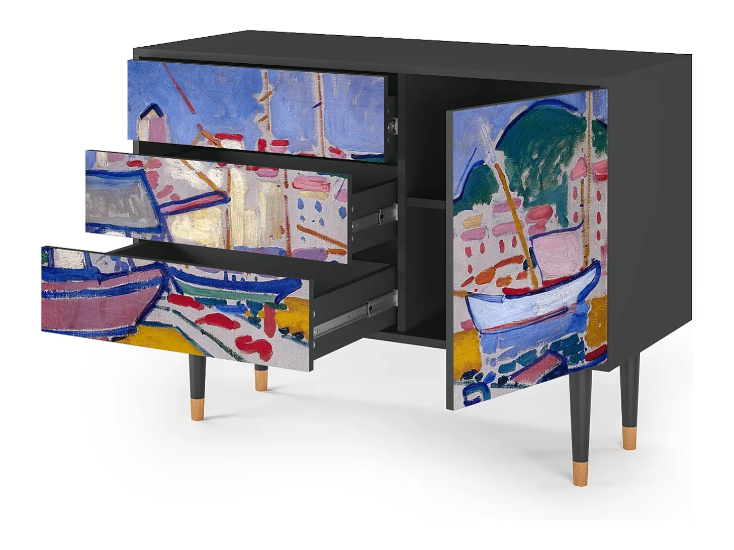 Aparador - 115х84х41 cm - S3 - The Port of Collioure , Antracita