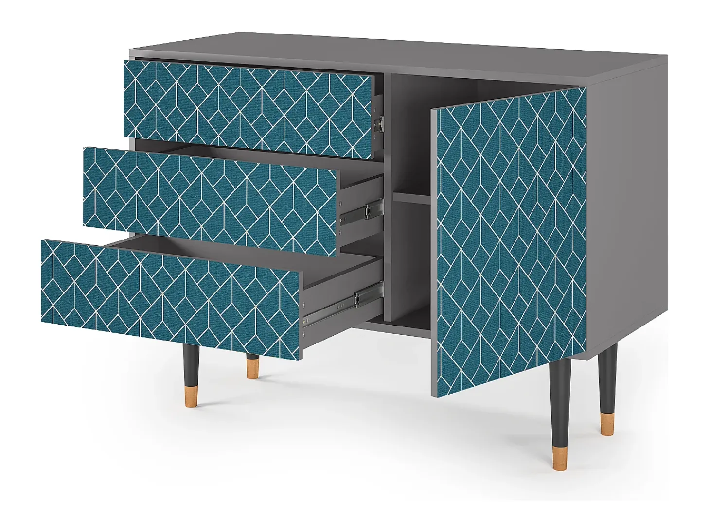 Aparador - 115х84х41 cm - S3 - Turquoise Geometry, Gris