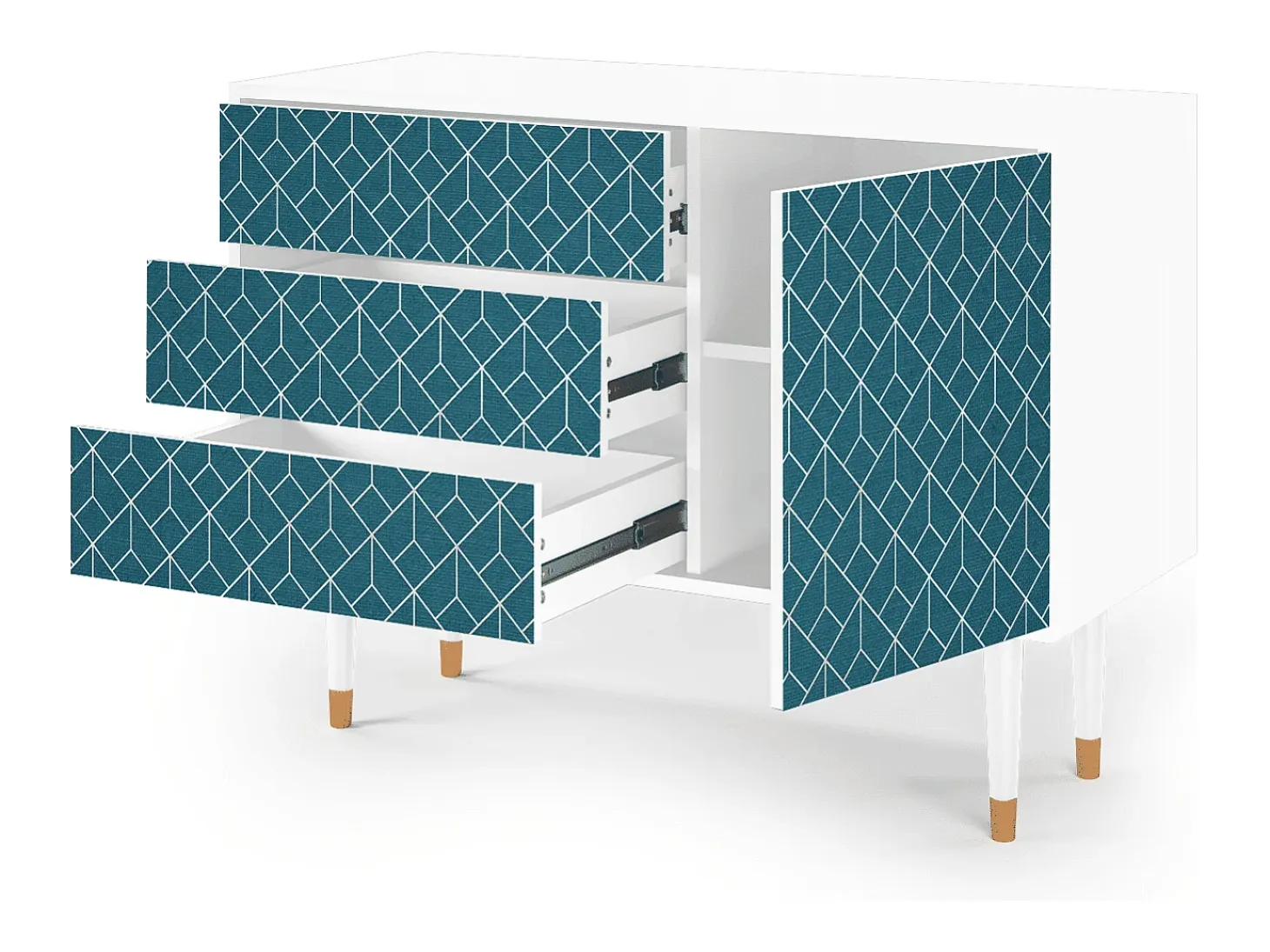Aparador - 115х84х41 cm - S3 - Turquoise Geometry, Blanco