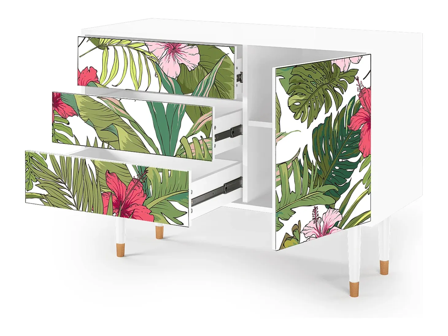 Aparador - 115х84х41 cm - S3 - Verdant Tropics, Blanco