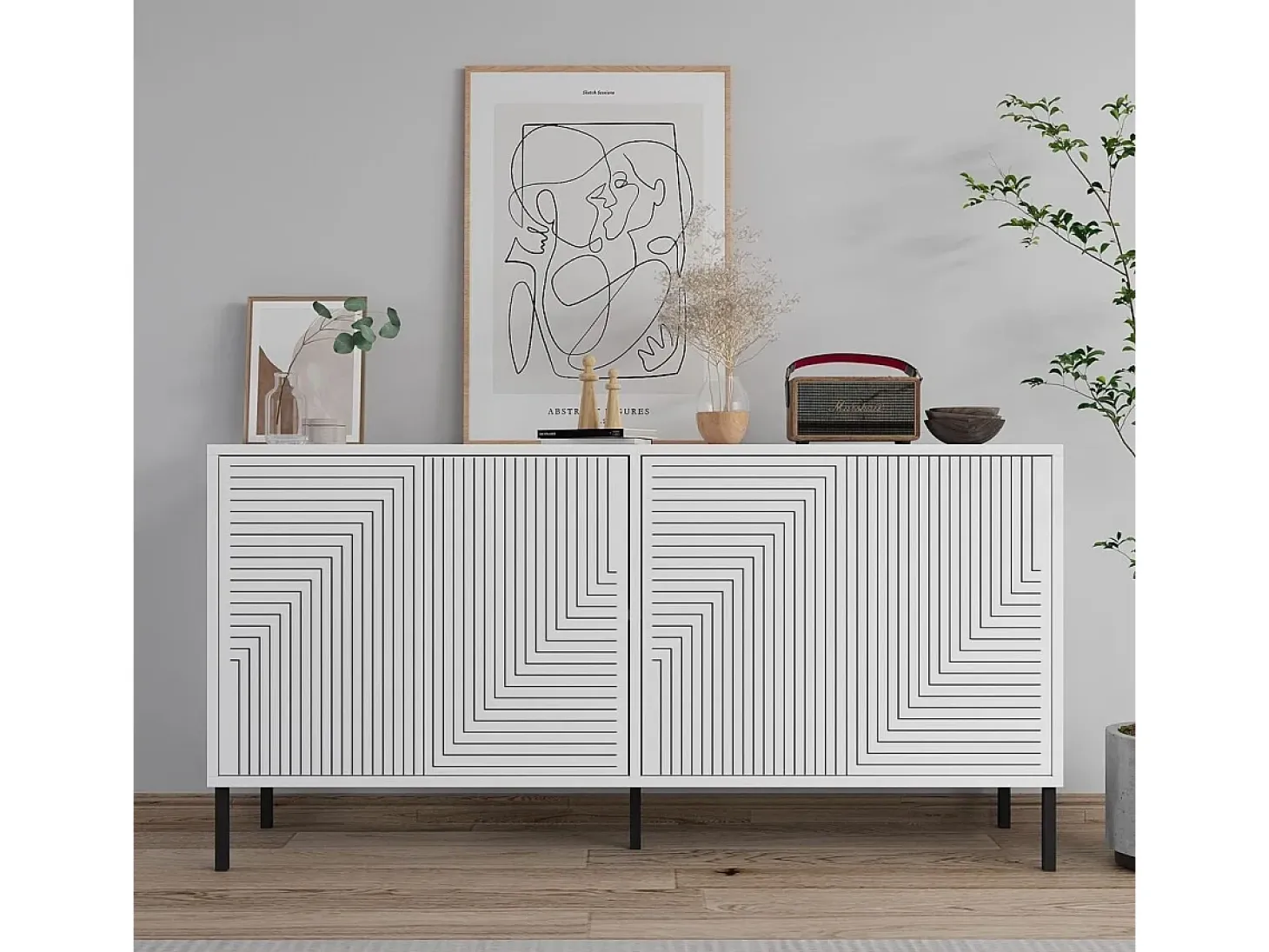 Aparador – 150 cm x 75 cm x 36 cm – Blanco – Tablero aglomerado revestido de melamina
