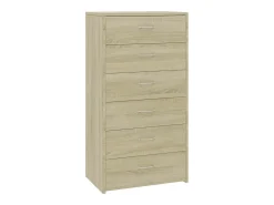 Aparador 6 cajones contrachapada color roble Sonoma 50x34x96 cm
