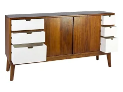 Aparador 6 cajones y 2 puertas de madera maciza de mindi Kretos 160 cm