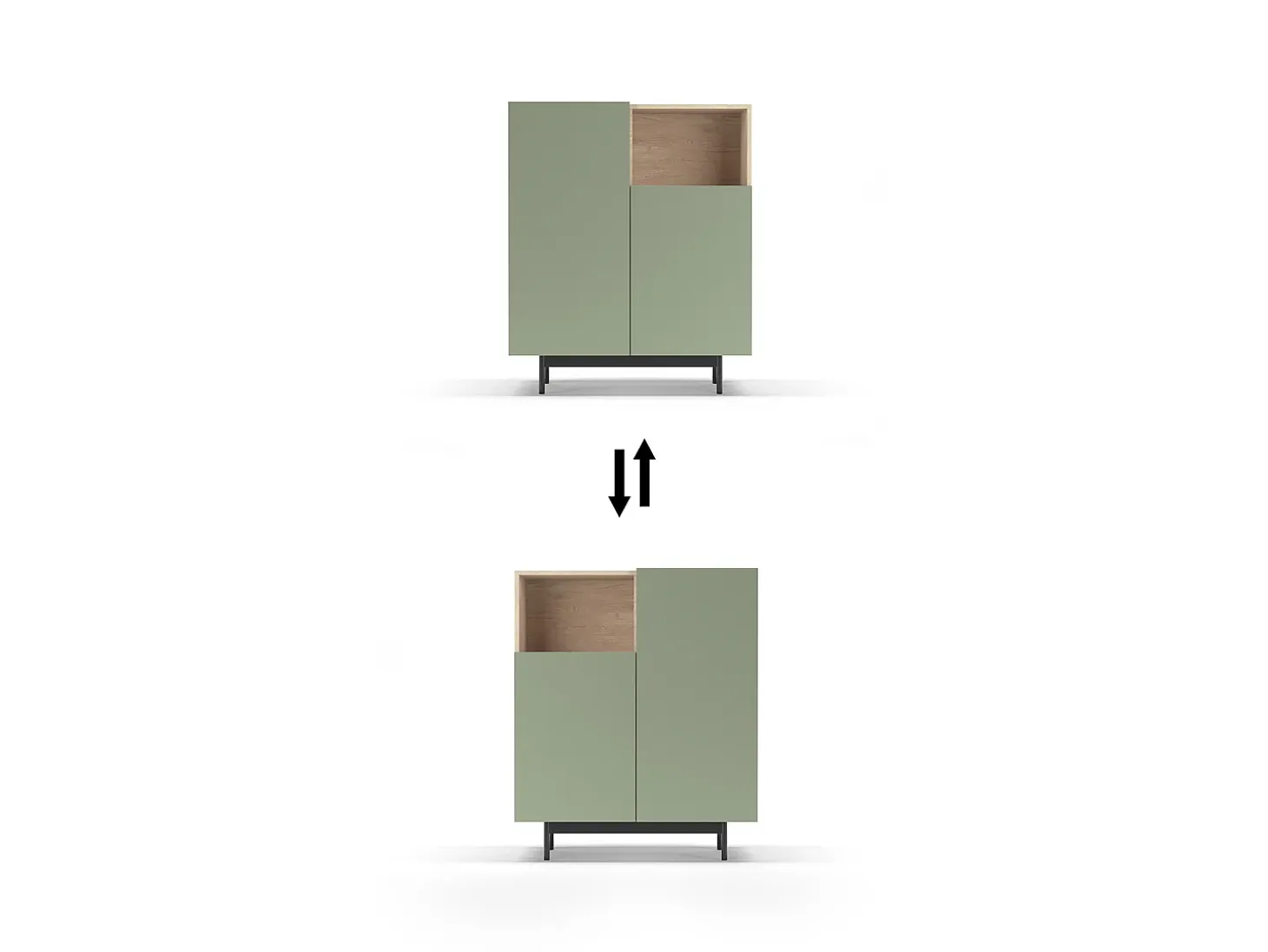 Aparador 1 hueco - A110cm x L90cm x F34cm - roble y verde - Printed