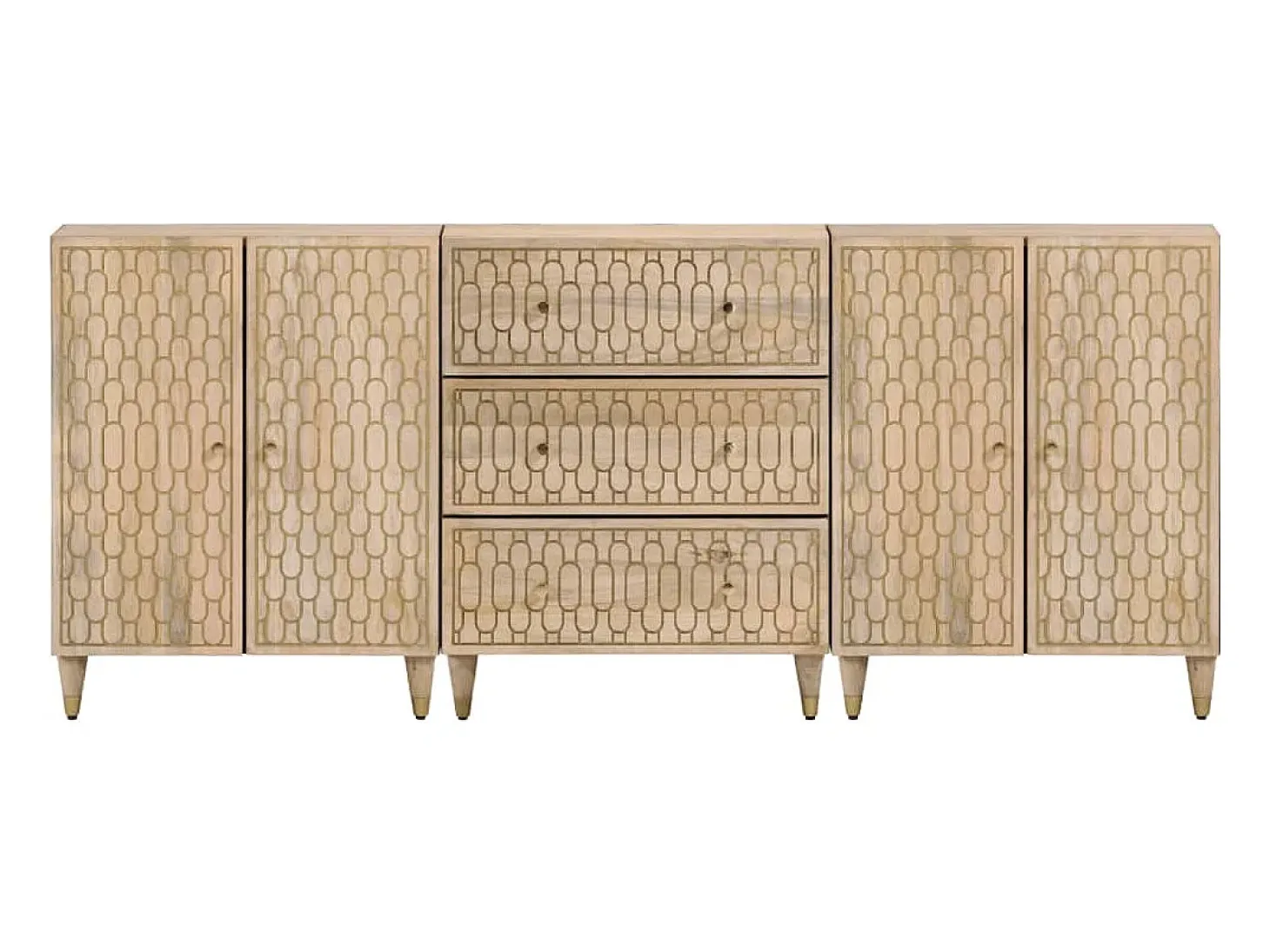 Aparador 3 piezas madera maciza de mango 60x33x75 cm