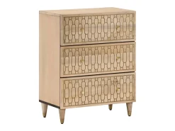 Aparador 3 piezas madera maciza de mango 60x33x75 cm