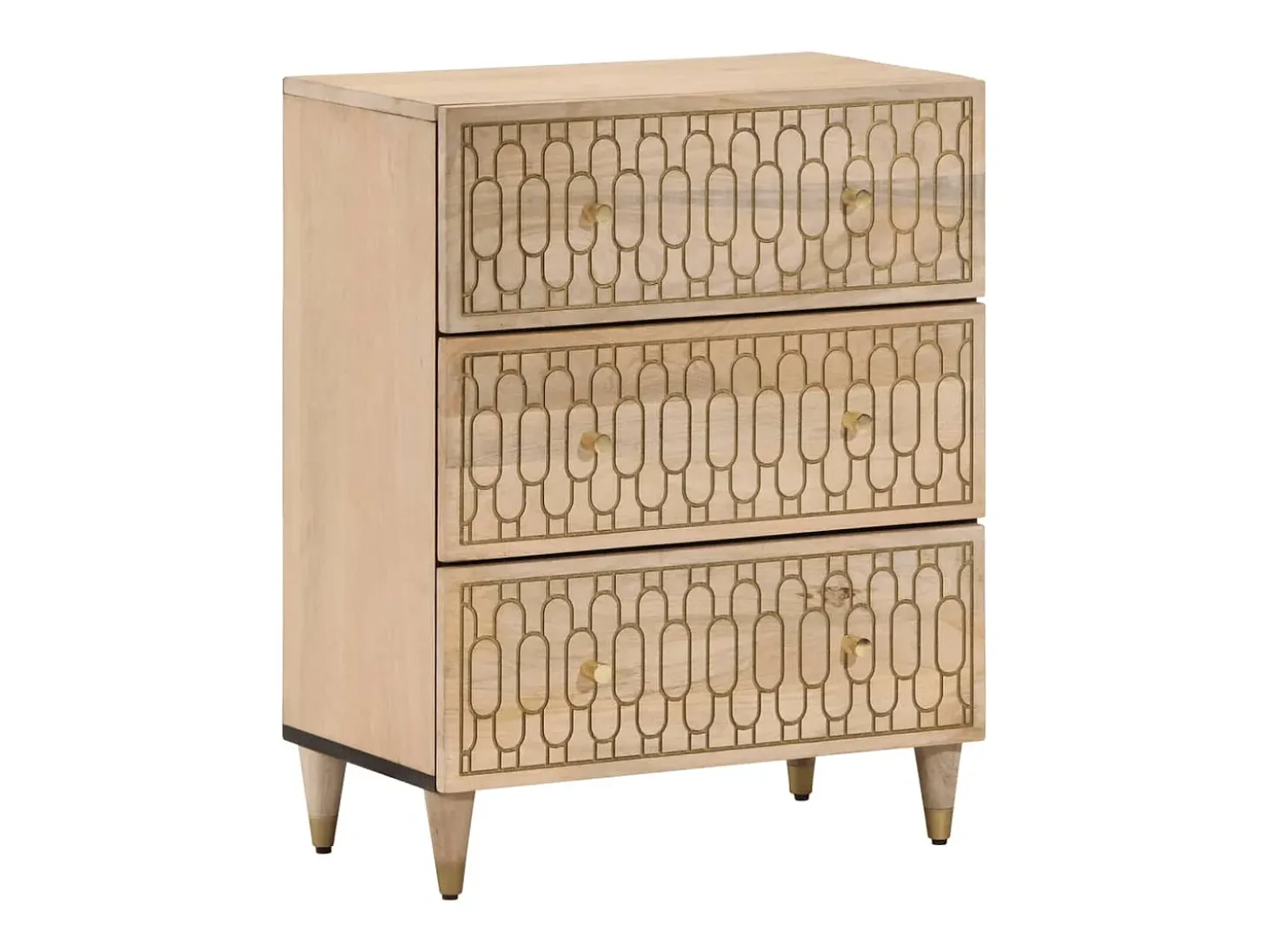 Aparador 3 piezas madera maciza de mango 60x33x75 cm