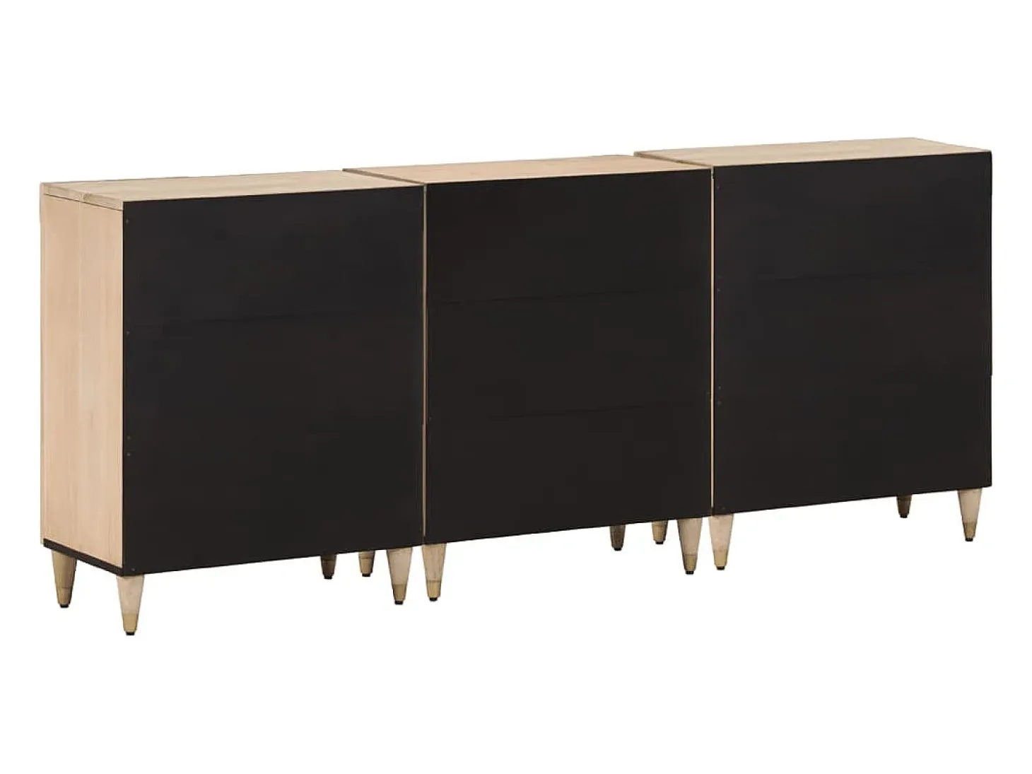 Aparador 3 piezas madera maciza de mango 60x33x75 cm