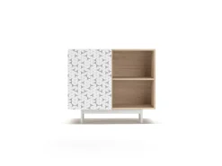 Aparador 1 puerta - A78cm x L90cm x F34cm - roble y blanco - Printed Sérig
