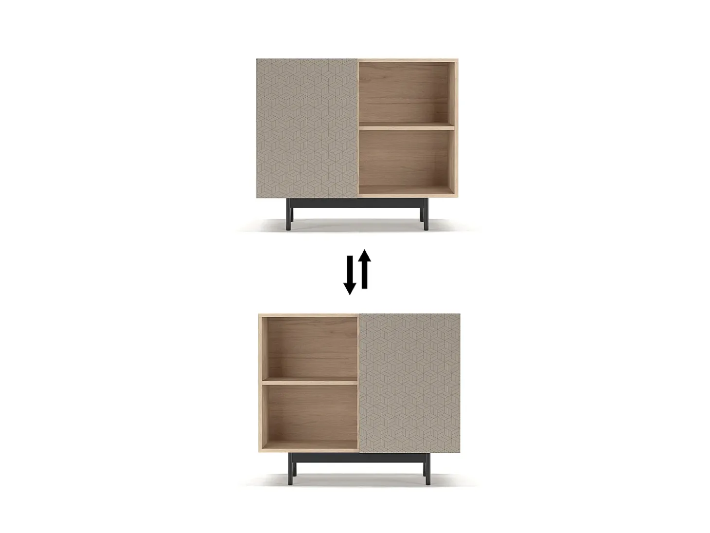 Aparador 1 puerta - A78cm x L90cm x F34cm - roble y arena - Printed Sérig