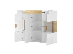 Aparador 3 puertas 1 cajón con LED Jules Blanco y Madera