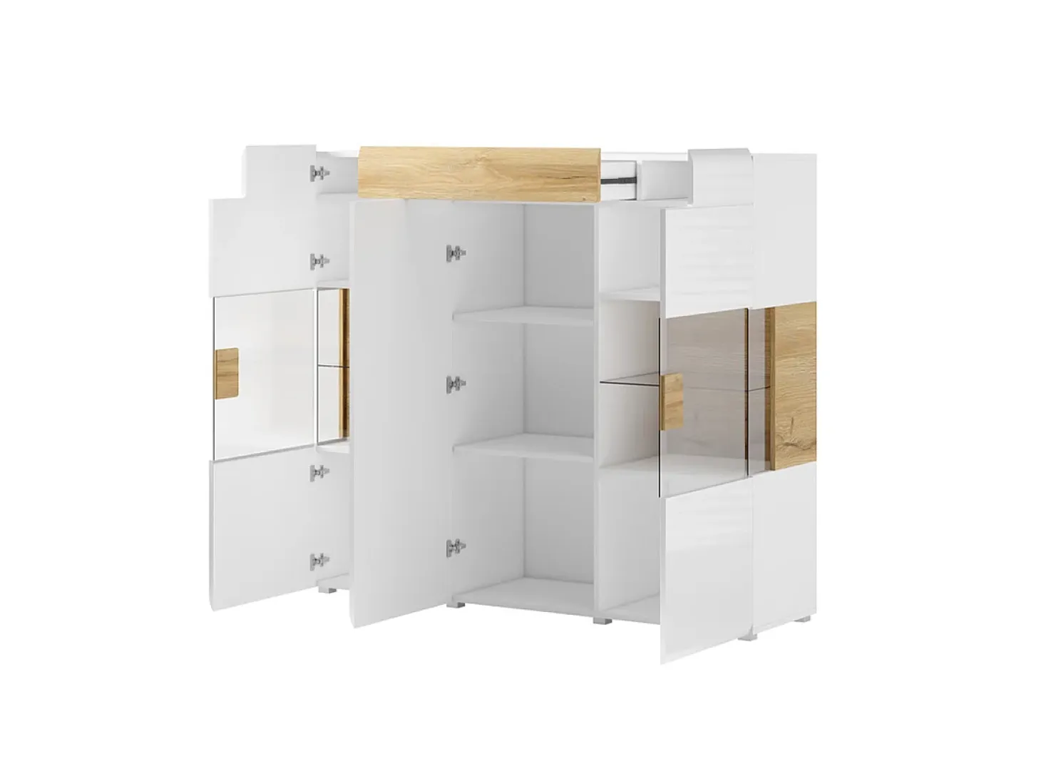 Aparador 3 puertas 1 cajón con LED Jules Blanco y Madera