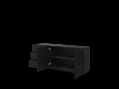 Aparador 2 puertas 3 cajones negro en madera laminada 167x43 cm