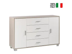 Aparador 2 puertas 4 cajones Mueble TV buffet salón Talia - Olmo - Blanco