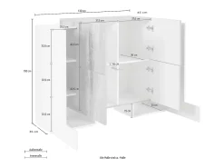 Aparador 6 puertas 130 cm vestíbulo salón diseño Pillon Vaux Acero