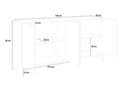 Aparador 4 puertas abatibles 160 x 40 cm vestíbulo cocina comedor Audrey