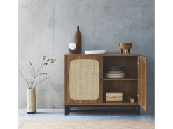 Aparador 2 puertas caña y madera, 100cm natural