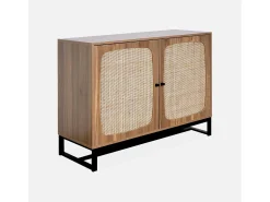 Aparador 2 puertas caña y madera, 100cm natural