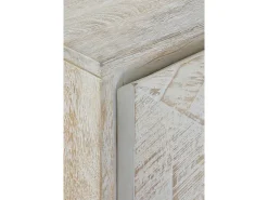 Aparador 3 puertas de madera de mango maciza en color blanco patinado