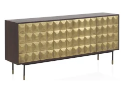 Aparador 4 puertas de madera de mango maciza con frontal laton dorado