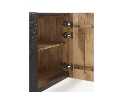 Aparador 4 puertas madera de mango imitacion piel cocodrilo negro