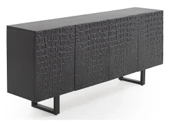 Aparador 4 puertas madera de mango imitacion piel cocodrilo negro