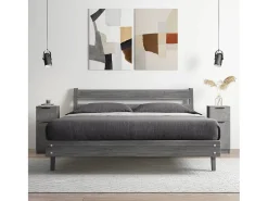 Aparador 2 uds madera contrachapada gris hormigón 30x30x70 cm ES108395
