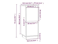 Aparador 2 uds madera maciza de pino negro 31,5x34x75 cm