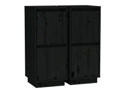 Aparador 2 uds madera maciza de pino negro 31,5x34x75 cm